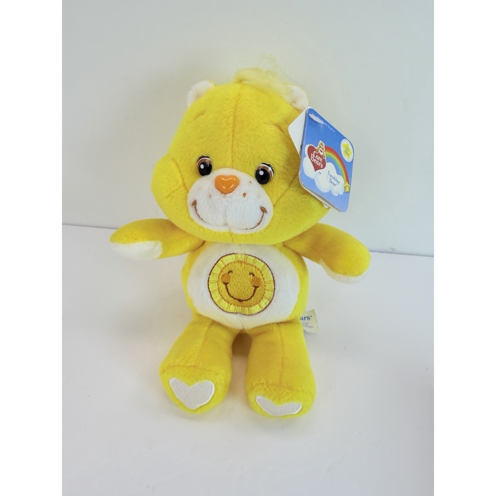 2002 Care Bears 8" Plush FUNSHINE Bear Yellow Sun Stuffed Animal